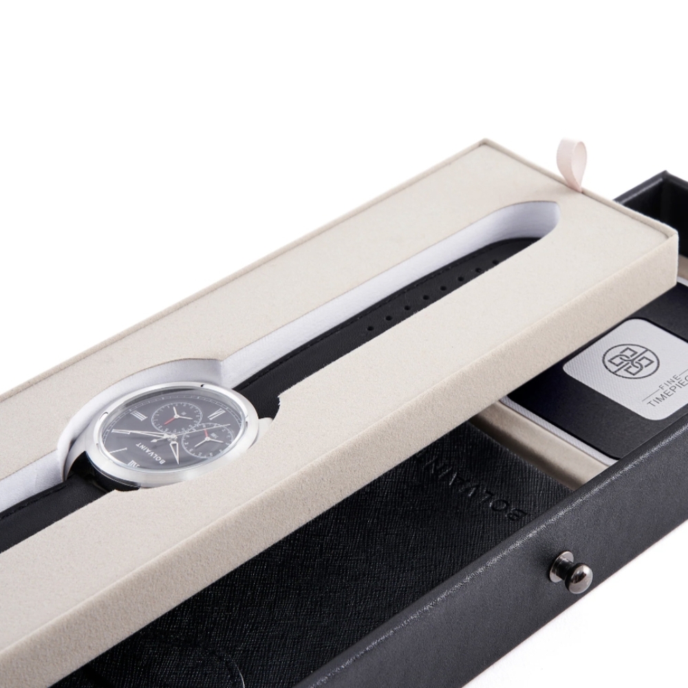 Bolvaint Aurelius Mens Watch Stainless Quartz Black Black Leather Watches - Picture 8 of 12